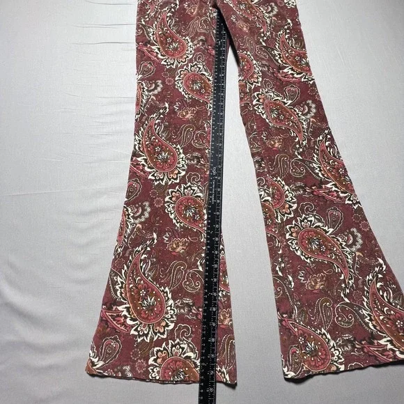 Sterling & Stitch‎ Flare Pants Womens 27x32.5 Brown Paisley Corduroy Boho Retro - Picture 14 of 16